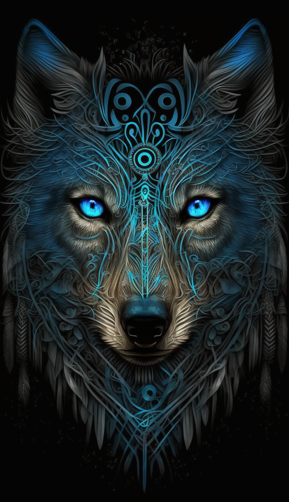 Blue Wolf tribal leggings