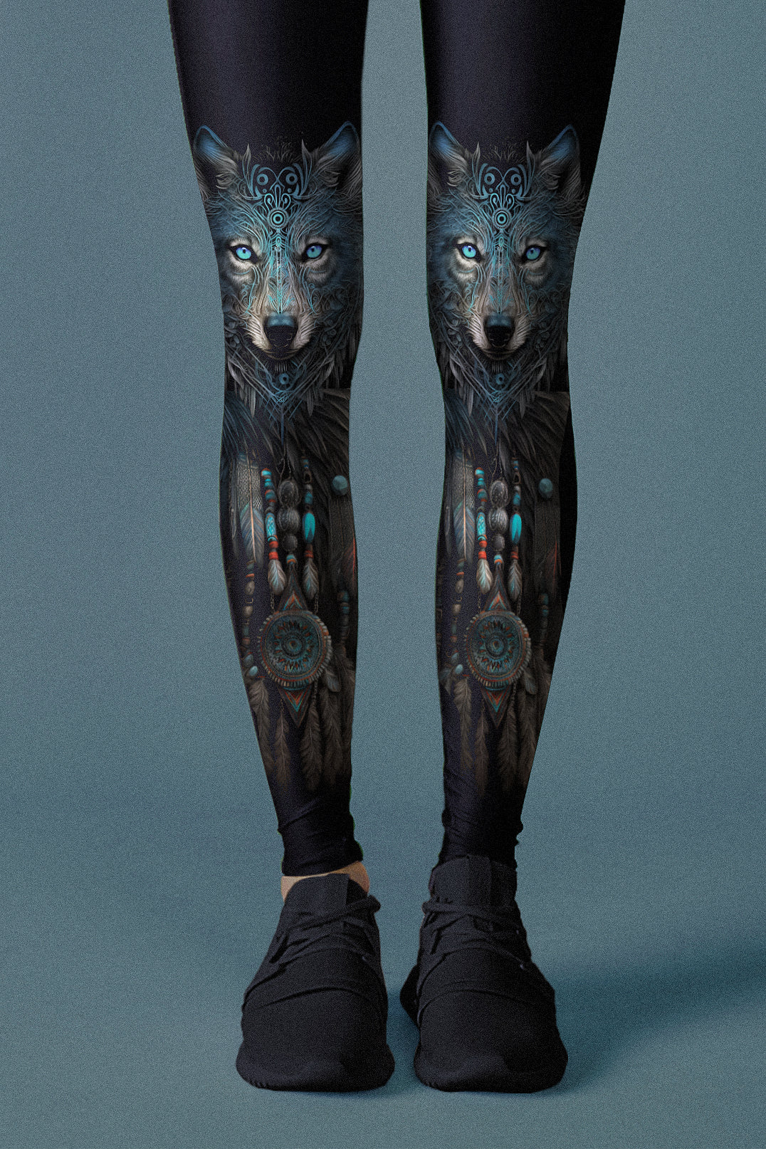 Blue Wolf tribal leggings